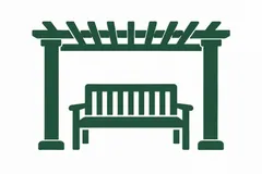 A bench beneath a pergola