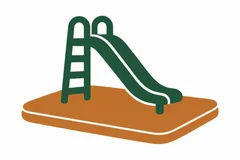 An impact-absorbing surface highlighted beneath play equipment