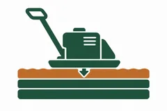 Equipment compacting a ground layer