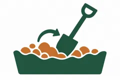 Soil being mixed with a spade