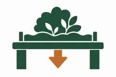 Arrows showing planting loads on a rooftop structure