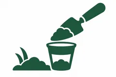 A soil sample collected with a trowel into a container